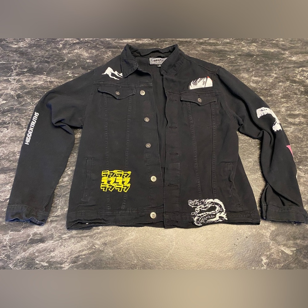 Men’s Crooklyn Graphic Denim Jacket – XL – Hidden Truths Patch